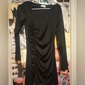 Elegant Black Ruched Dress